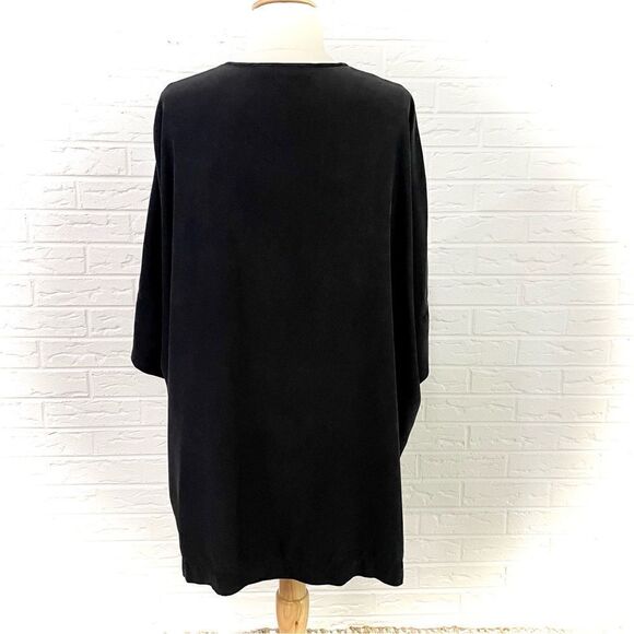 Lafayette 148 New York Black Silk Half Button Blouse Size Small - Picture 3 of 5